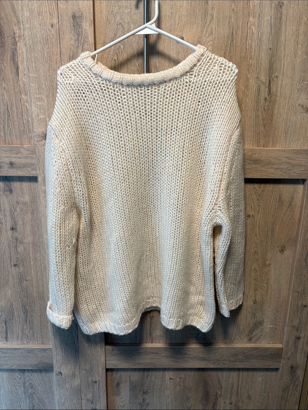 Aritzia Ivory Open-Weave Crewneck Sweater